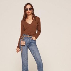 Reformation “Carolina Top” sweater in Cocoa